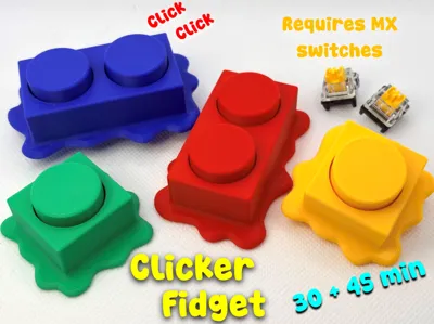 Melted Building Brick Clicker Fidget Toy (<46 min)