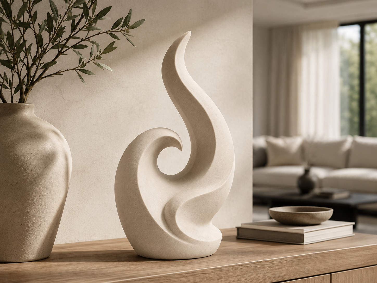 Abstract Flame Wave Statue – Modern Home Decor
