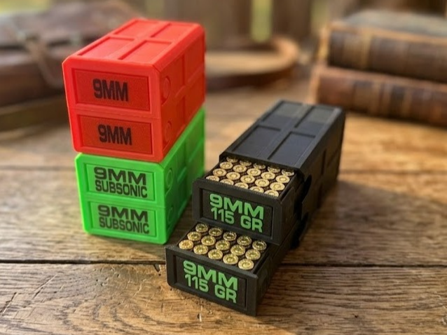 3D модель Stackable Ammo Box 9mm — 3D-друкований ящик для патронів | Органайзер Львів — 3D друк Львів