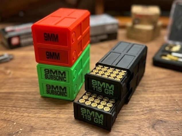 3D модель Stackable Ammo Box 9mm — 3D-друкований ящик для патронів | Органайзер Львів — 3D друк Львів