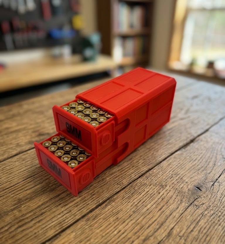 3D модель Stackable Ammo Box 9mm — 3D-друкований ящик для патронів | Органайзер Львів — 3D друк Львів