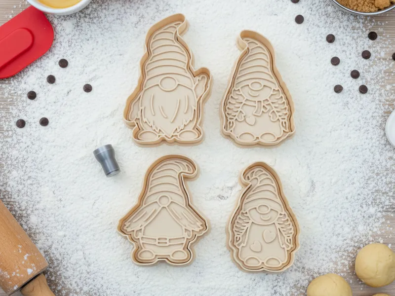 Gnome family cookie cutter and stamp