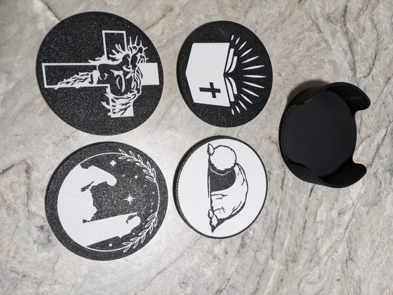 Biblical Coaster Set with Holder