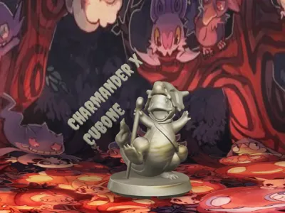 Halloween Charmander wearing Cubone mask
