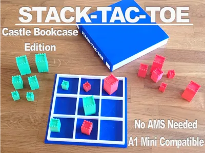 Stack-tac-toe! Castle bookcase board game 