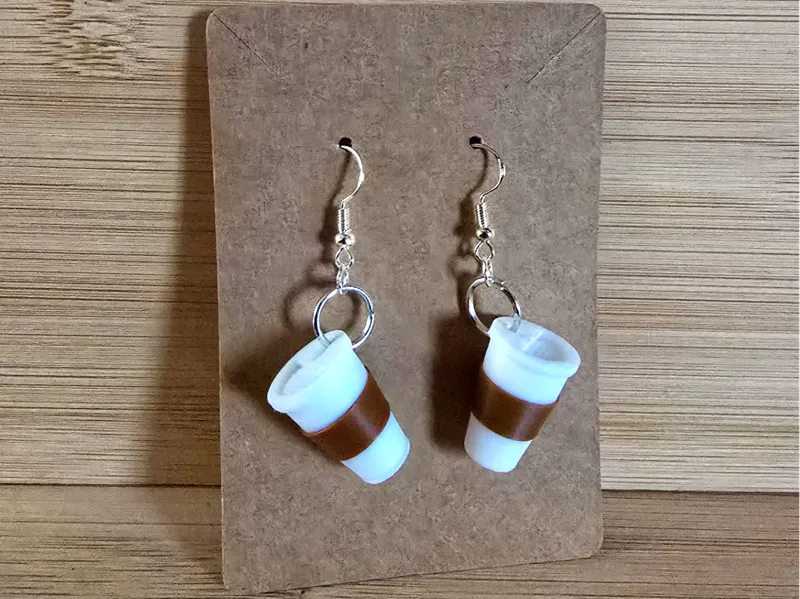 Cute Coffee Cup Dangle Earrings - Commercial Use