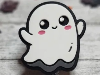 Cute Waving Ghost Badge Reel Face