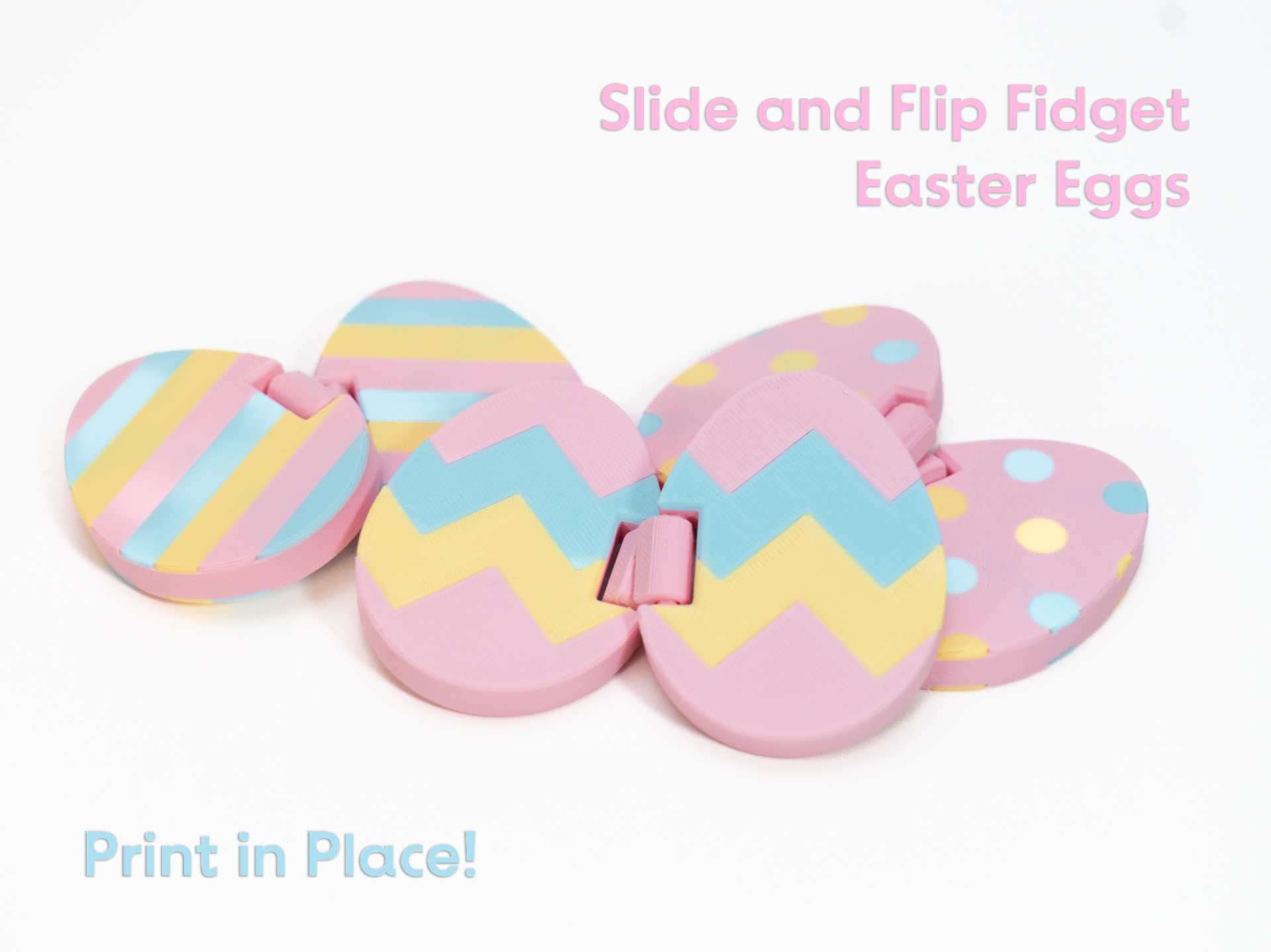 Slide & Flip Fidget Easter Eggs — Print in Place!