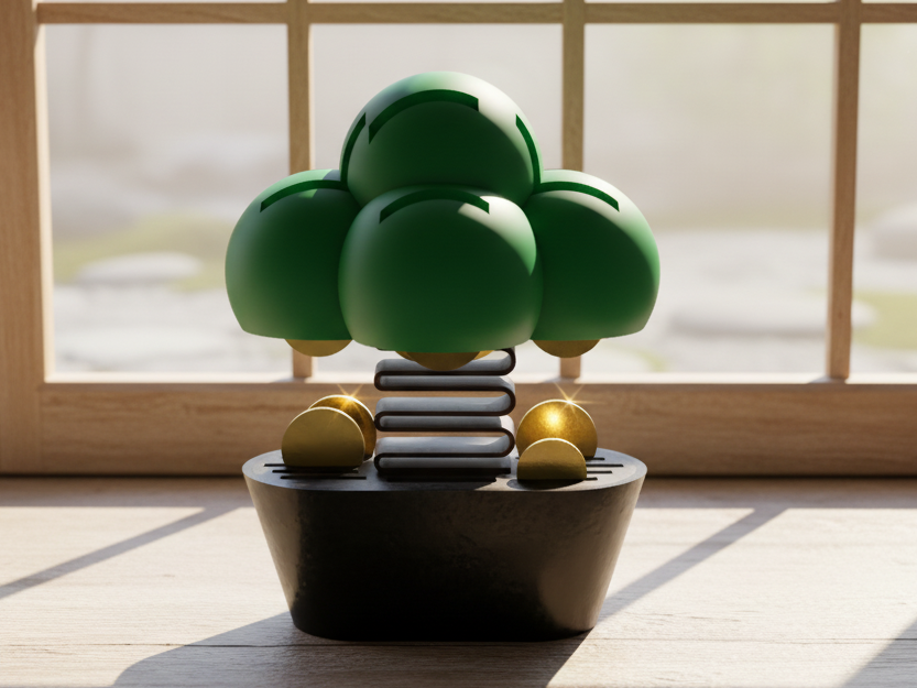 wobbling Lucky money tree bonsai coin bank  