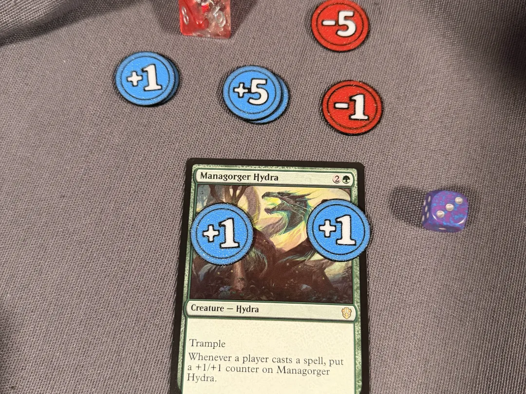 Magic Counter Tokens (+1 / +5 / -1 / -5) - Free 3D Print Model - MakerWorld