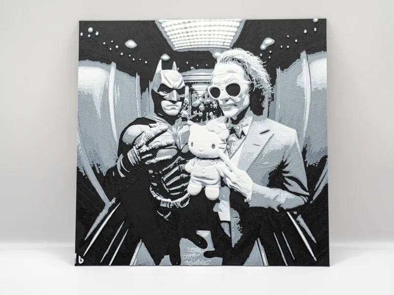 Hueforge Batman + Joker in the elevator