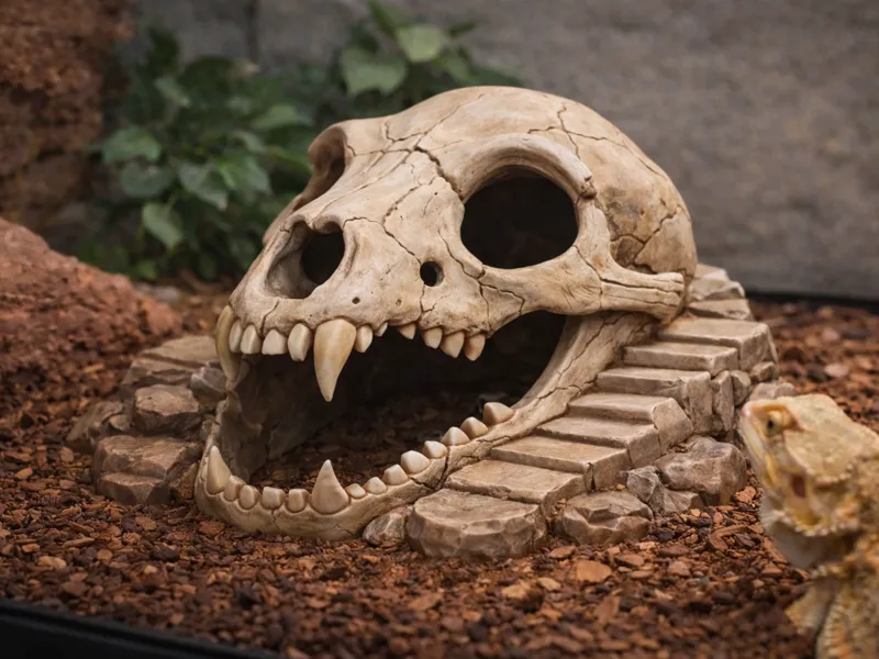 Lizard hiding skull
