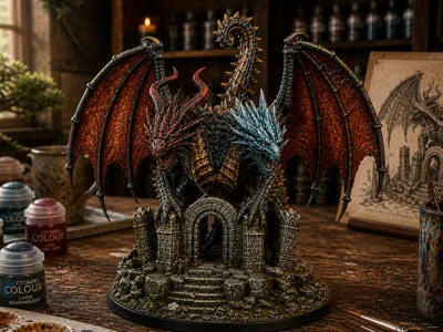 2 Headed Dragon minis figurine