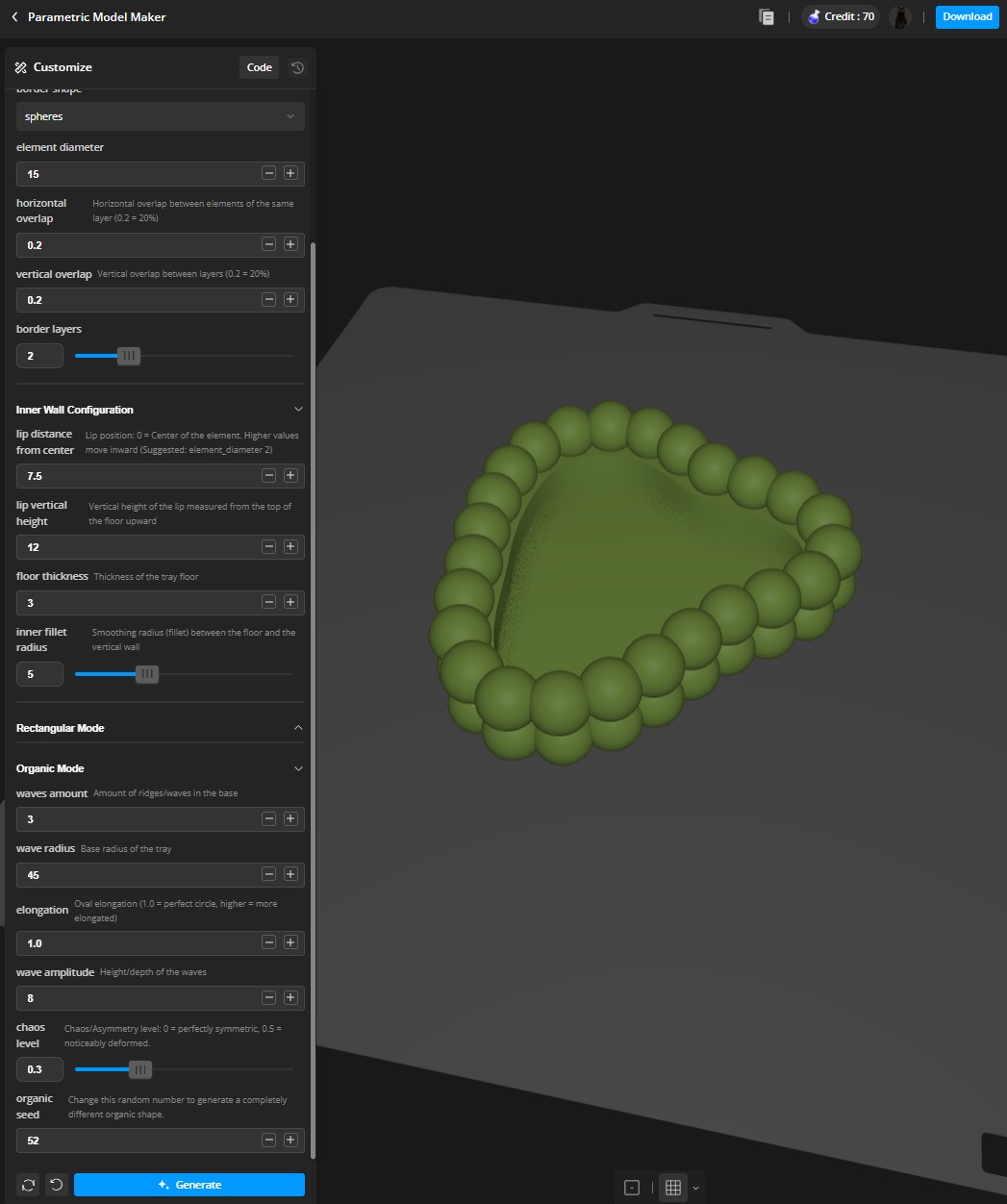 Miniatura 2 do modelo 3D Bobbly Tray - Parametric