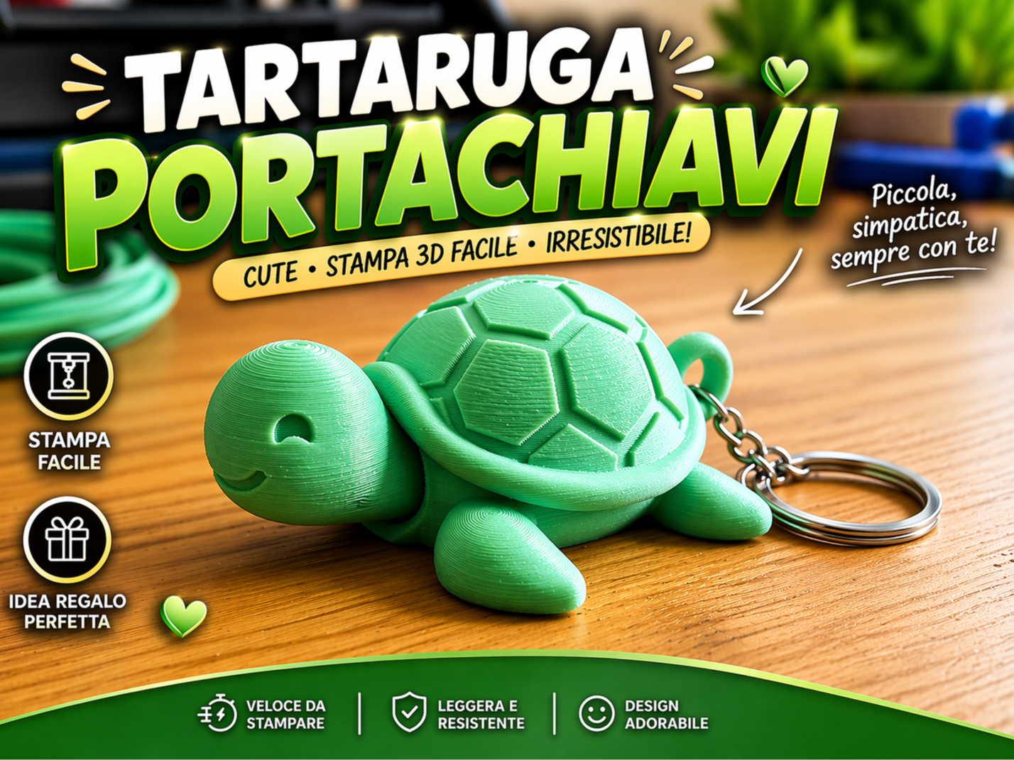 Tartaruga Portachiavi Cute 3dprint  Easy Adorabile