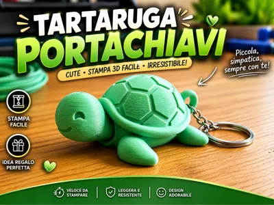 Turtle Keychain Cute 3D Printed Easy Adorable