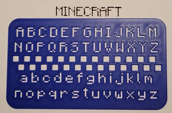 Pochoir alphabet façon Minecraft