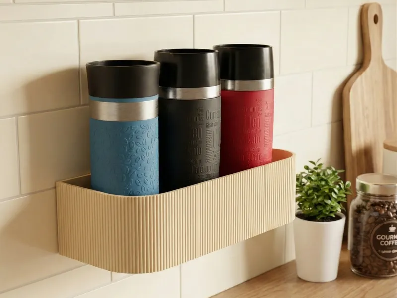 Modern Ribbed Wall Shelf with Mounting System