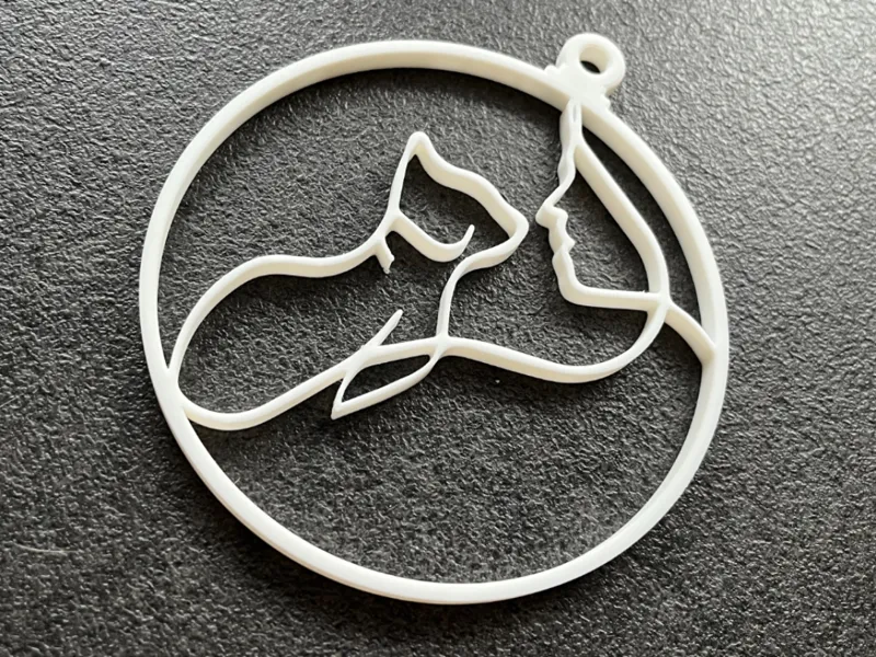 Katze und Frau Line Art Weihnachtsbaumschmuck
