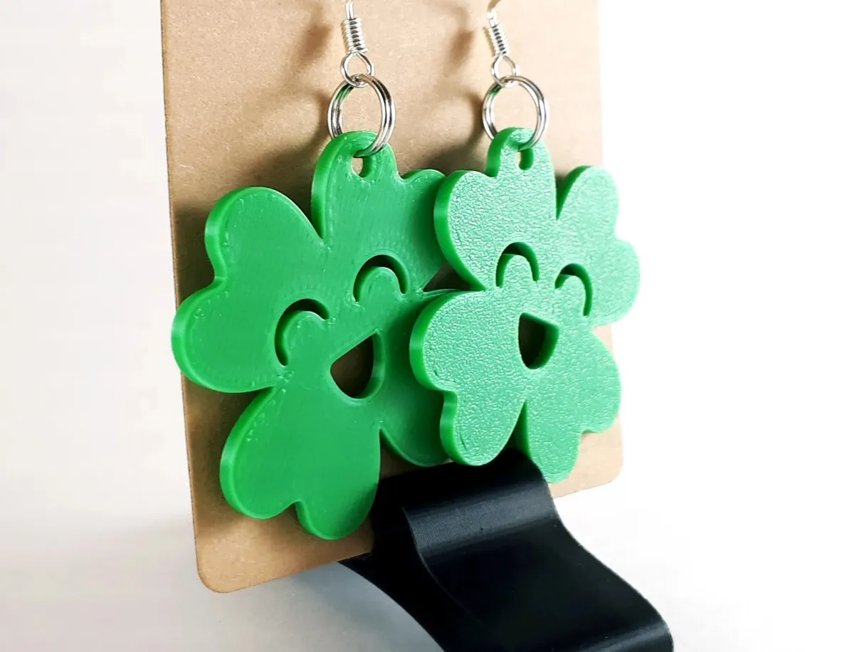 Smiley Shamrock Dangle Earrings view 2