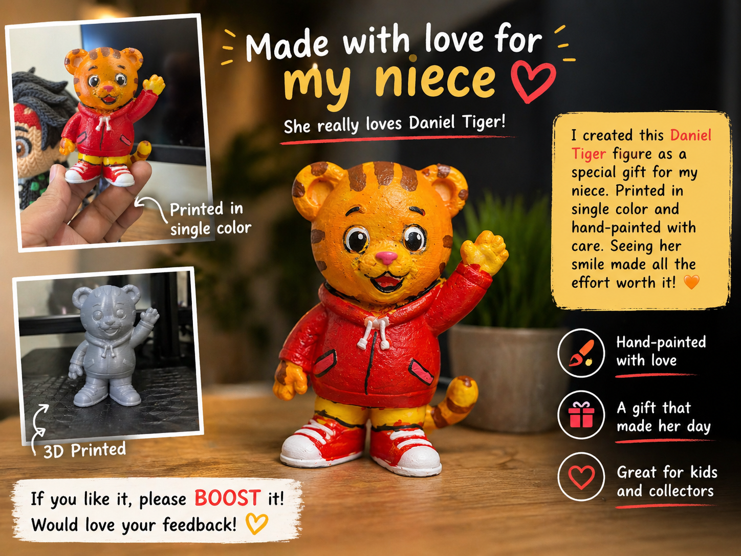 Daniel Tiger Figure – Handmade Gift for My Niece