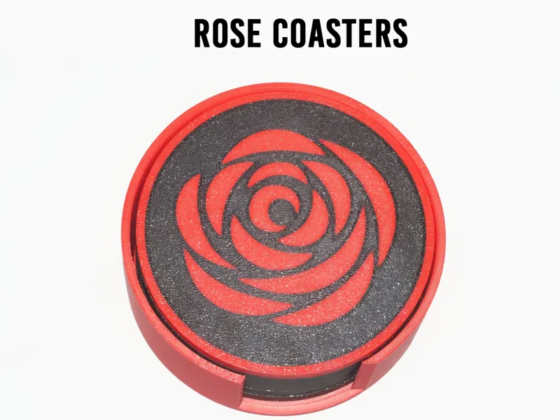 Rose Coasters - Set of 6 with Holder