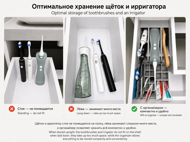 Наклонный органайзер для зубной щетки и ирригатора