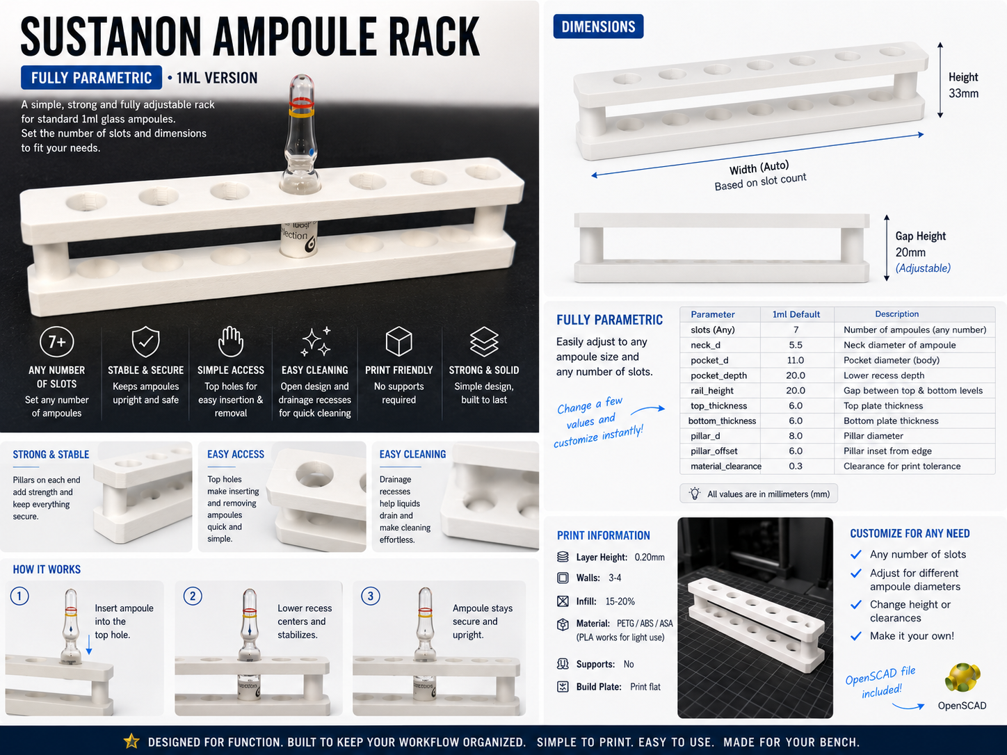 Ampoule Rack Fully Parametric (TRT, Sustanon, etc)