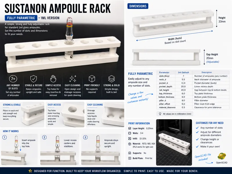 Ampoule Rack Fully Parametric (TRT, Sustanon, etc)