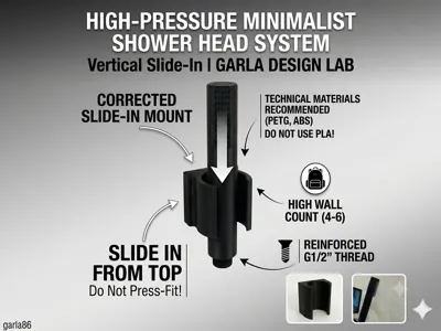 High-Pressure Minimalist Shower Head & Wall Mount
