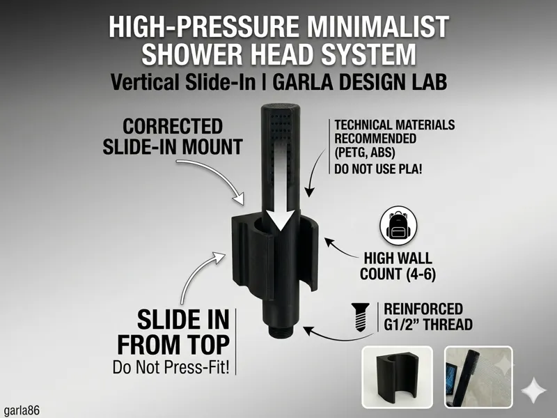 High-Pressure Minimalist Shower Head & Wall Mount