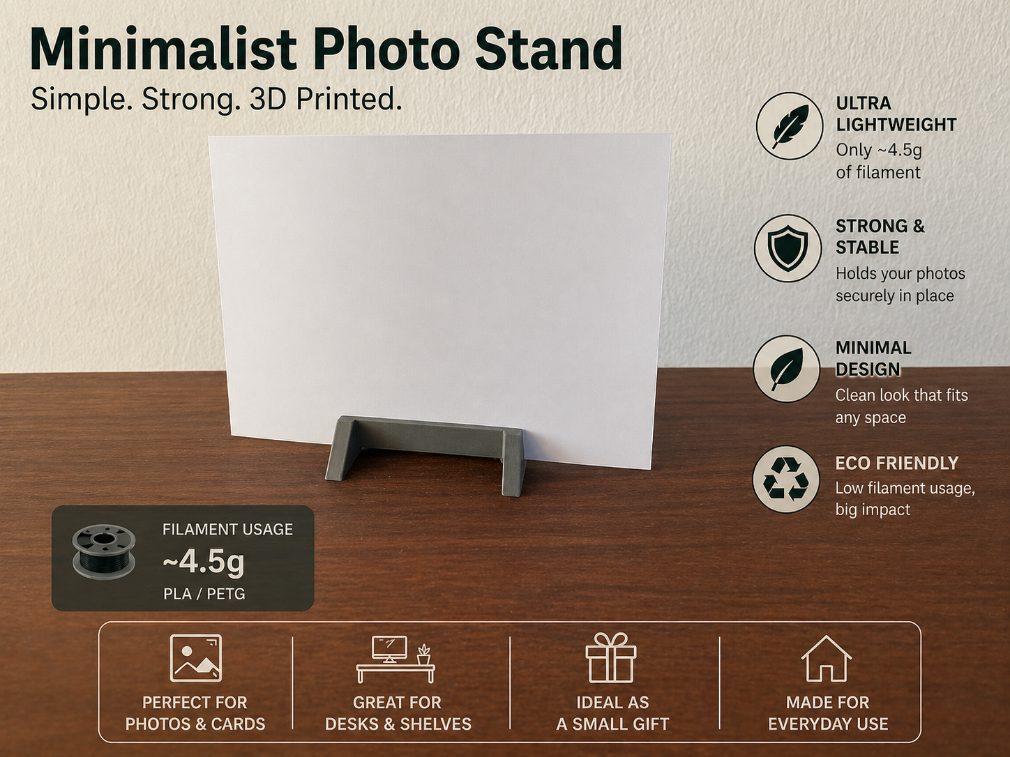 Minimalist Photo Stand - Simple & Strong