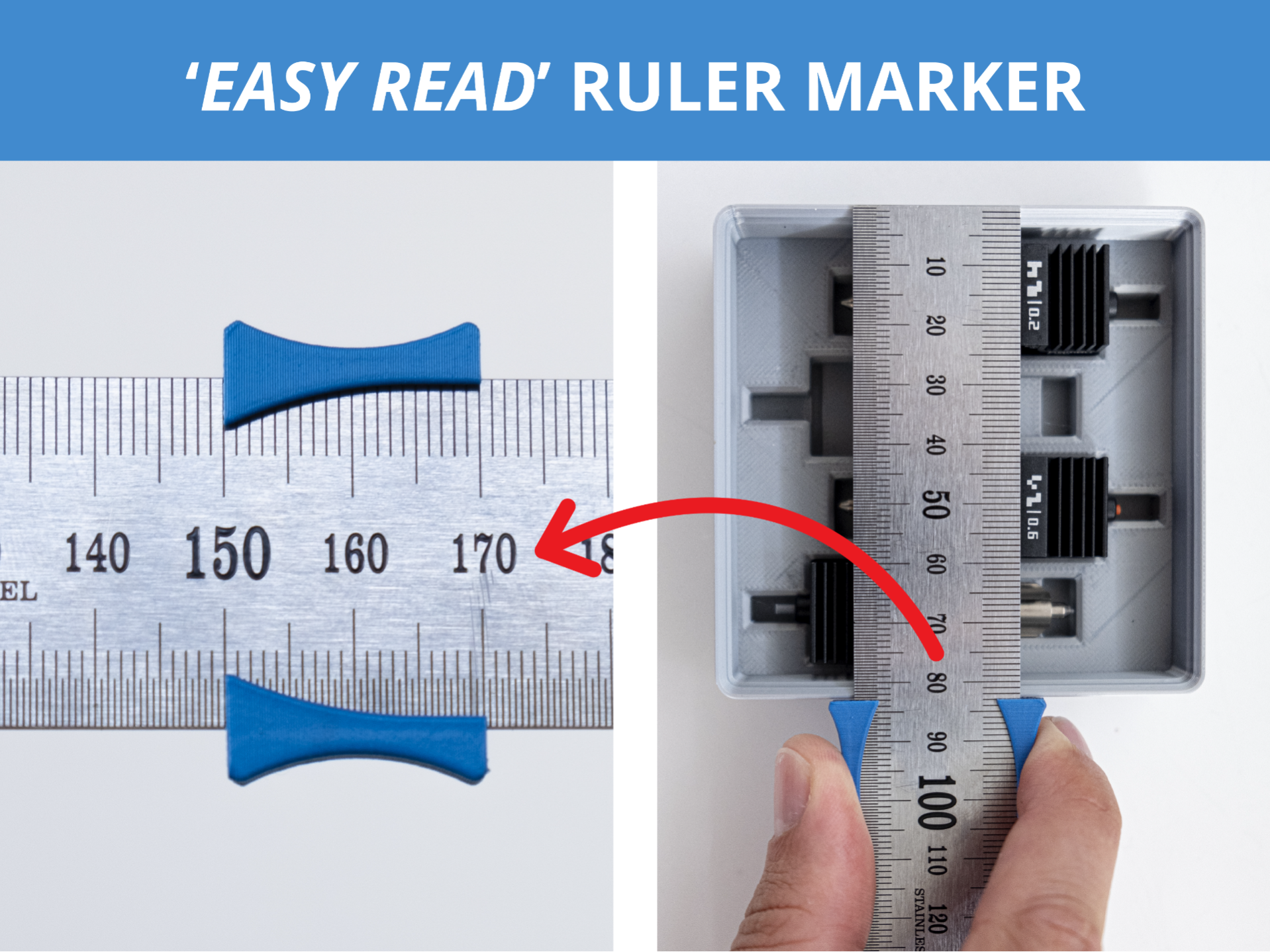 Steel Ruler 'Easy Read' Slide Marker - 5 Sizes