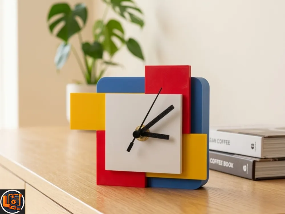 Modern Art Desk Clock - Free 3D Print Model - MakerWorld