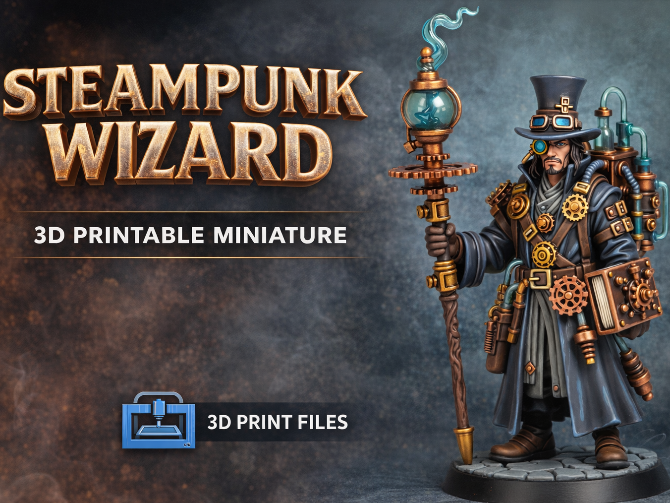 STEAMPUNK WIZARD – 3D PRINTABLE MINIATURE