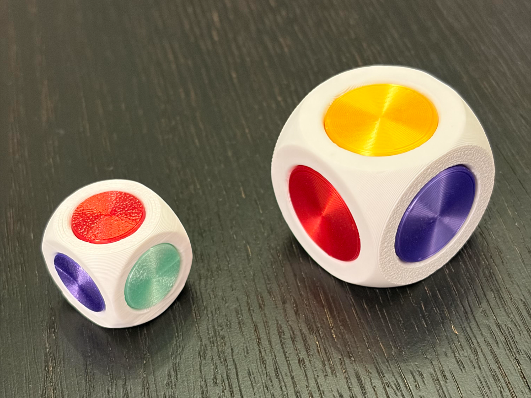 Ergonomic D6 Dice with Color Inserts