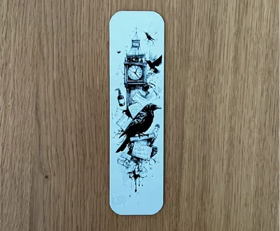 Black & White Clock Tower Raven Bookmark Two Color