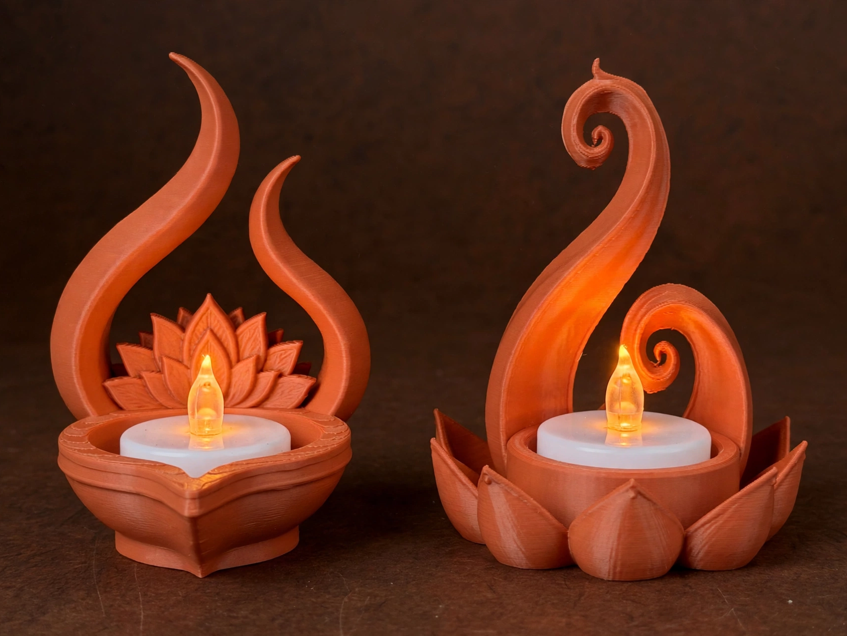 Diwali Tealight Holders - Lotus Flame Diya Holder - 1