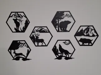 Hexagon Wildlife Wall Art