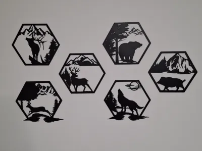 Hexagon Wildlife Wall Art