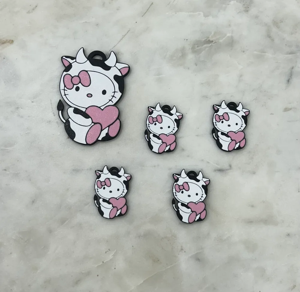 Hello Kitty Cow Keychain By Printorama MakerWorld Hello kitty cow keychain by printorama makerworld