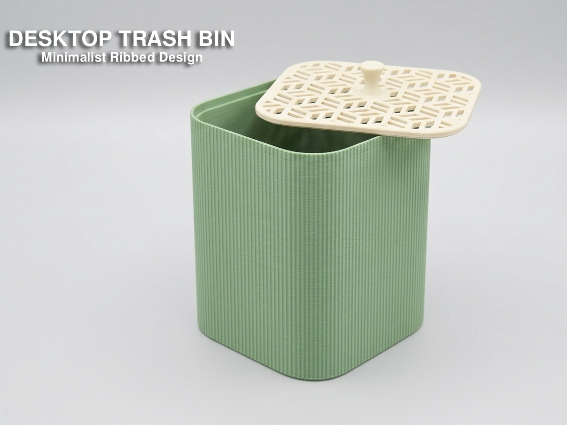 Minimalist Ribbed Desktop Trash Bin – Support-Free