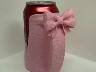 Fuzzy Bow 12oz Can Holder