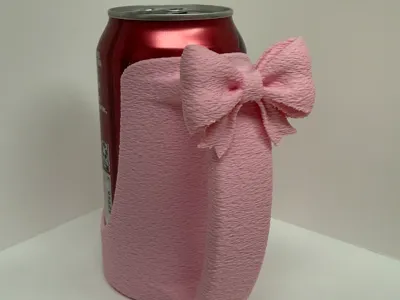 Fuzzy Bow 12oz Can Holder