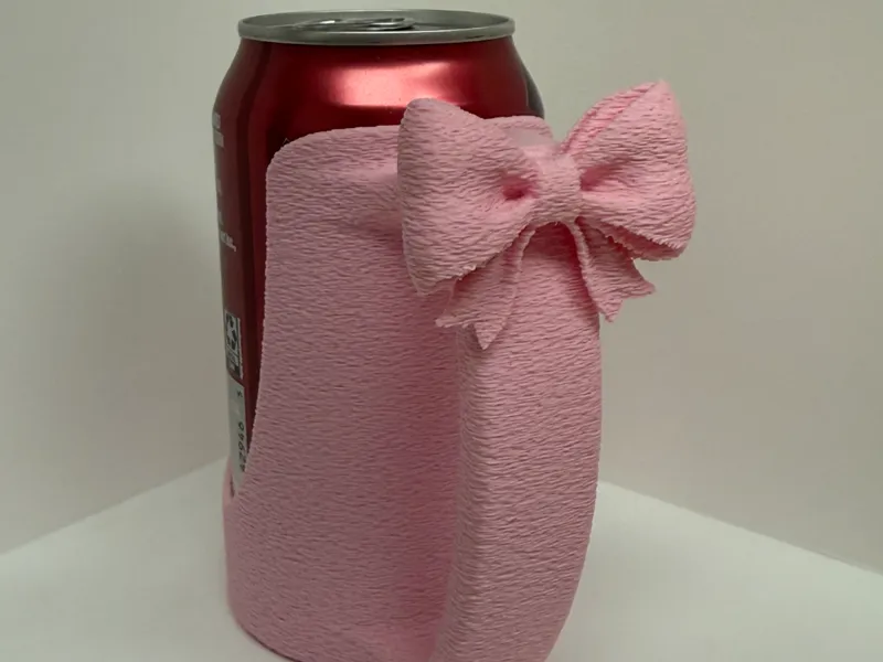 Fuzzy Bow 12oz Can Holder