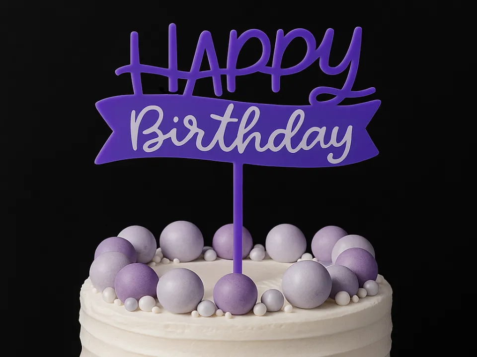 cake topper Happy Birthday by SliQ MakerWorld: Download Free 3D Models