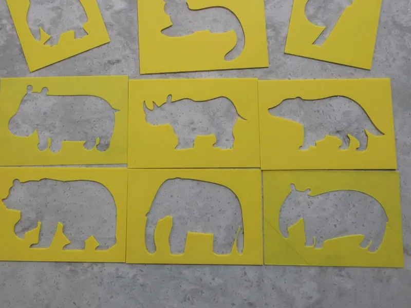 10 Animal Stencils for Kids, Cards, Drawing, Art