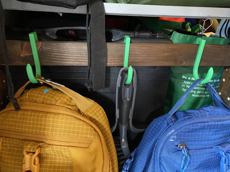 hook for ikea ivar shelfs.