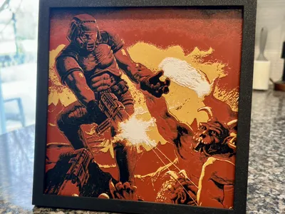 Doom 1993 Hueforge Game Title Poster 225x225