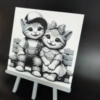Tableau lumineux chatons sur un banc — photo 4